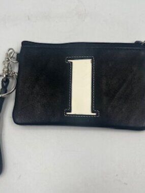 NEW Rolfs Essentials Initial Key Coin Wristlet Purse‎ black Leather NWT
